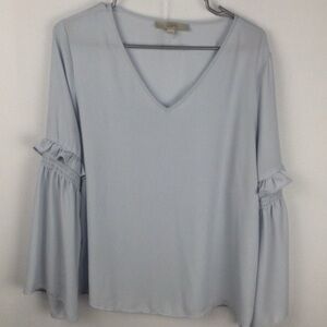 LOFT Soft Blue Ruffle Sleeve Blouse